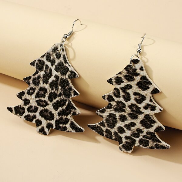

Christmas Leopard Tree Drop Earrings, Multicolor