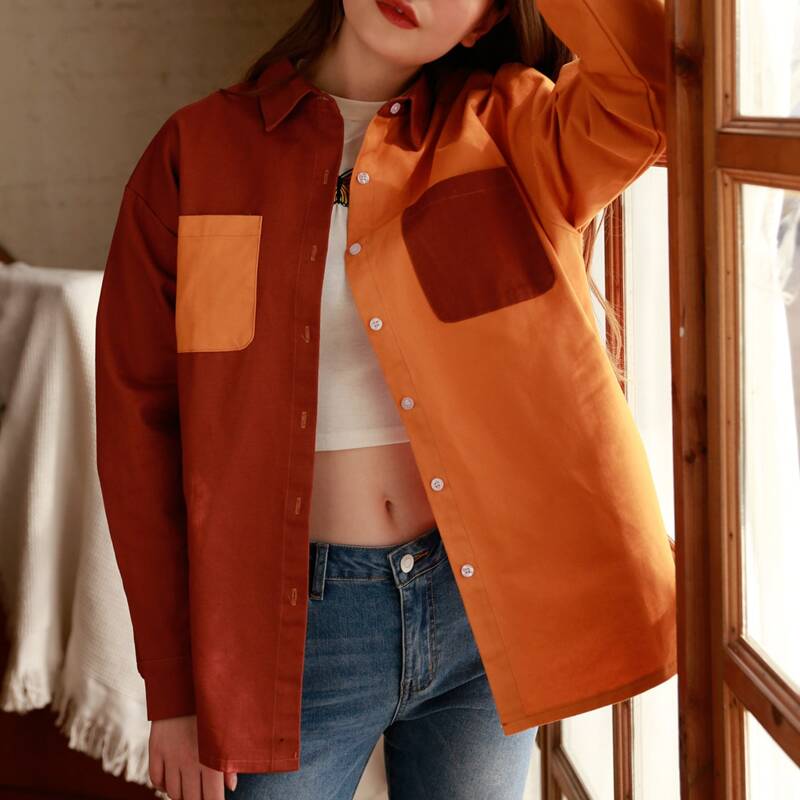 

Colorblock Button Front Blouse, Multicolor