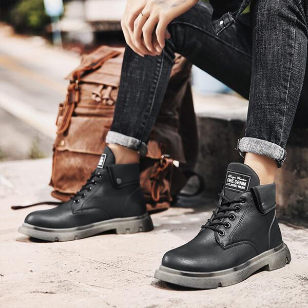 

Men Lace Up Front Ankle Boots, Black