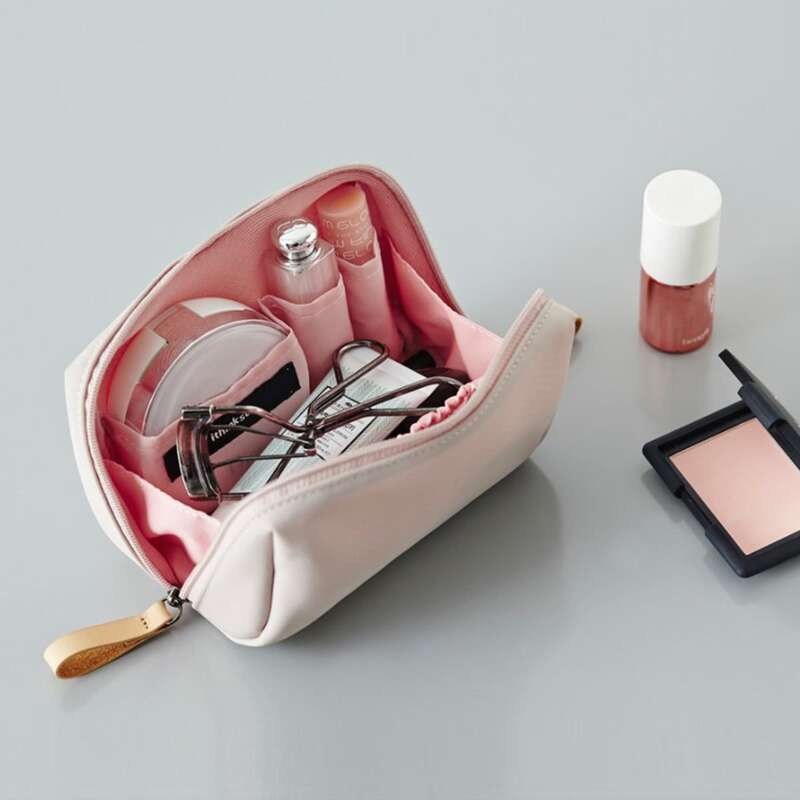 

1pc Solid Makeup Bag, Baby pink