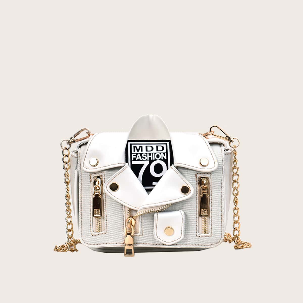 

Jacket Shaped Chain Crossbody Bag, White