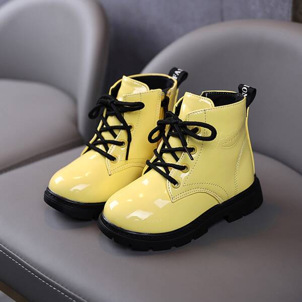 

Toddler Girls Lace-up Front Combat Boots, Yellow