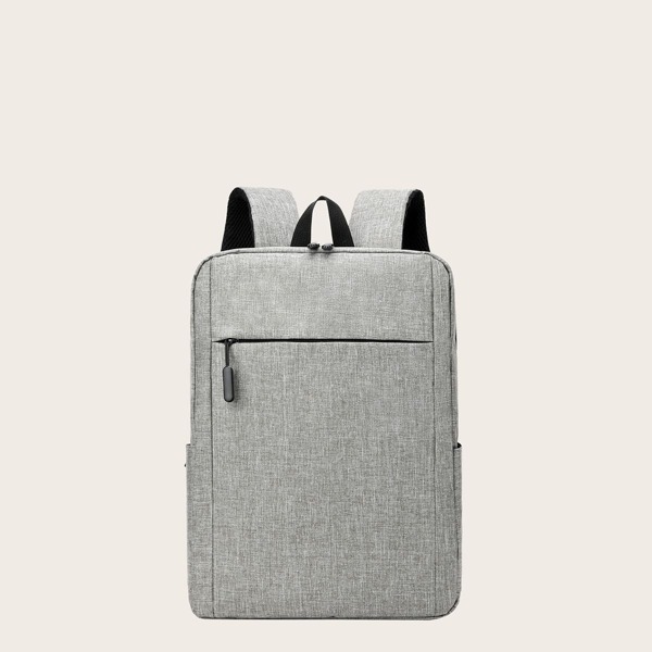 

Men Minimalist Zip Front Backpack, Grey