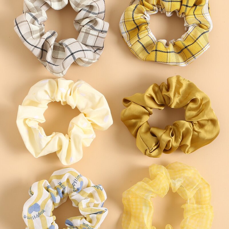

6pcs Letter Graphic Scrunchie, Multicolor