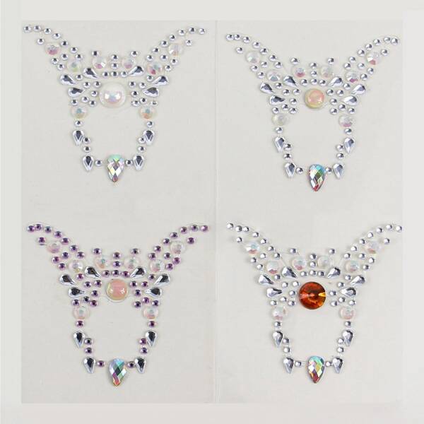

1sheet Random Color Rhinestone Belly Tattoo Sticker, Multicolor