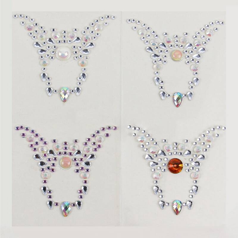

1sheet Random Color Rhinestone Belly Tattoo Sticker, Multicolor