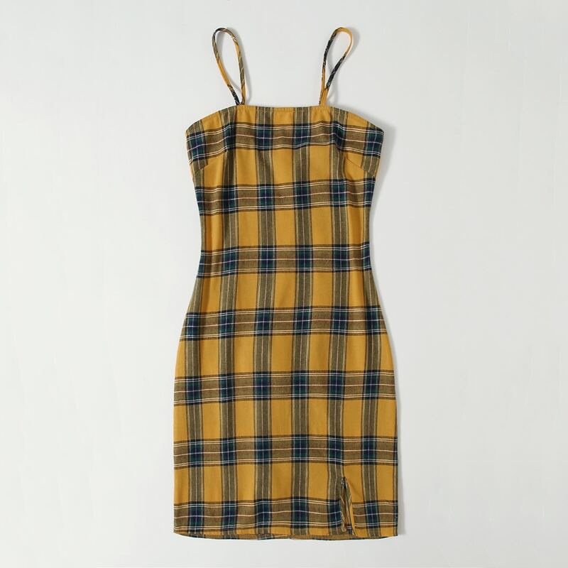 

Tartan Split Cami Dress, Multicolor