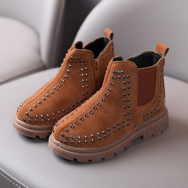 

Girls Studded Decor Chelsea Boots, Brown