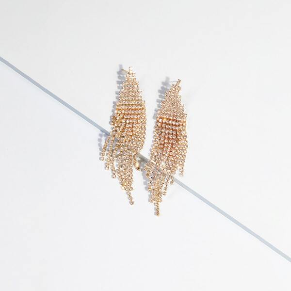 

Rhinestone Chain Drop Earrings, Gold