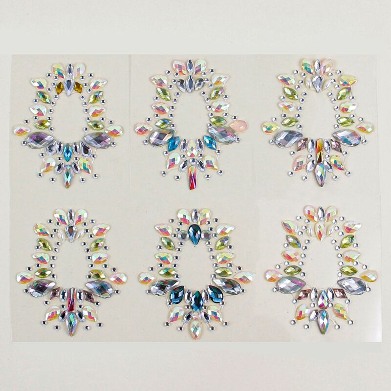 

1sheet Random Color Rhinestone Belly Tattoo Sticker, Multicolor