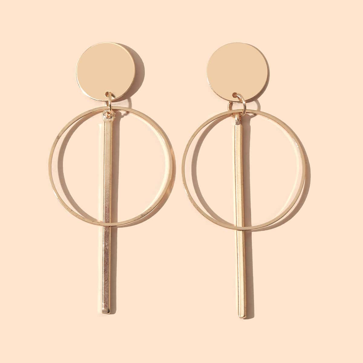 

Bar & Ring Drop Earrings, Gold