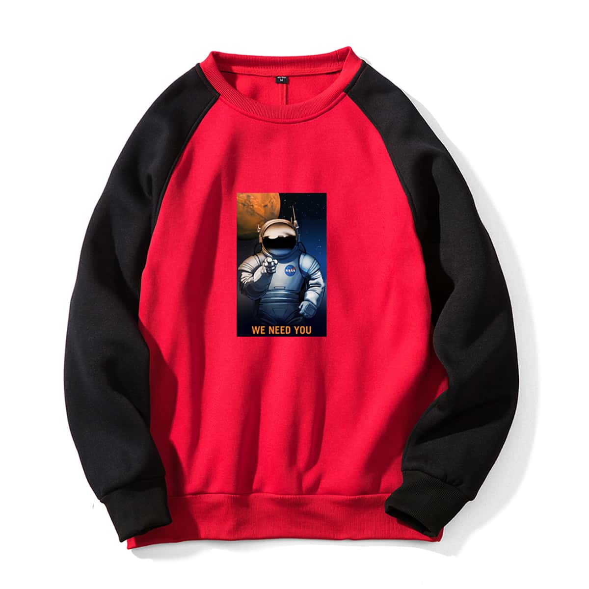 

Guys Letter Spaceman Graphic Colorblock Sweatshirt, Rose red