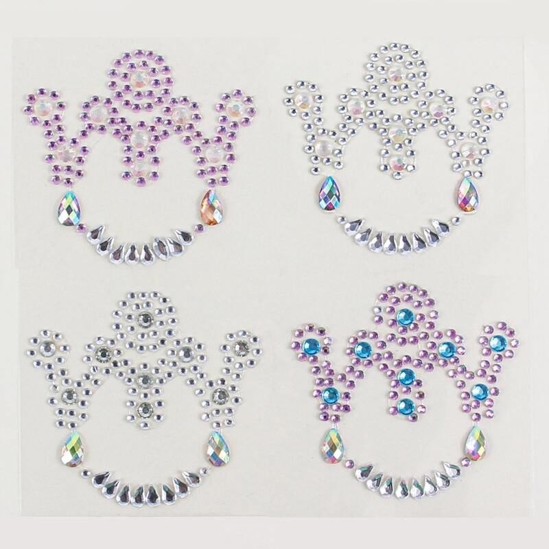 

1sheet Random Color Rhinestone Belly Tattoo Sticker, Multicolor