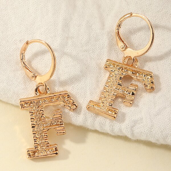 

Round Letter Drop Earrings, Gold