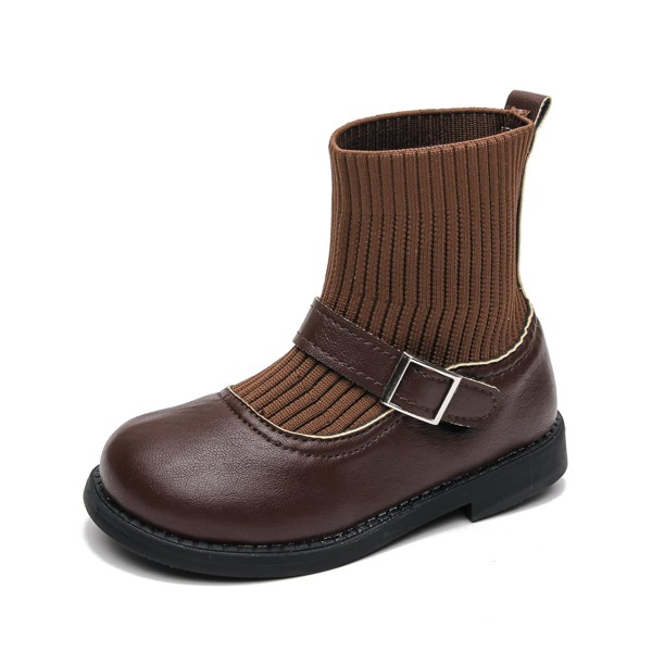 

Girls Knit Panel Ankle Boots, Brown