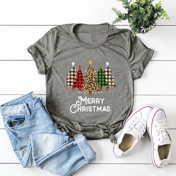 

Christmas And Gingham Tee, Grey