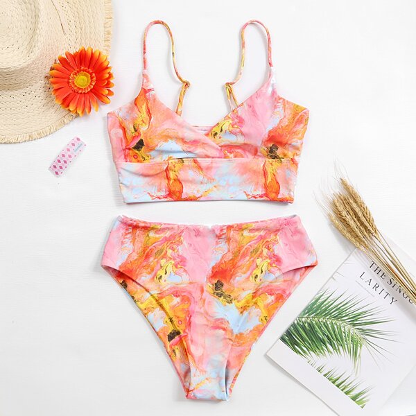 

Oil Painting High Waisted Bikini Swimsuit, Multicolor