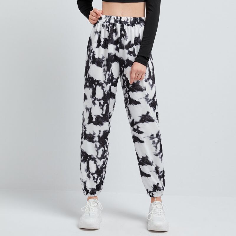 

All Over Print Sweatpants, Black and white