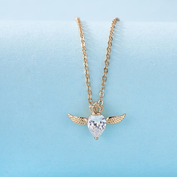 

Rhinestone Charm Necklace, Gold