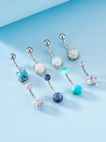 8入組/套不銹鋼,球裝飾腹部條形適合女士和男士,龐克穿孔,A時尚身體鏈禮品適用於任何場合