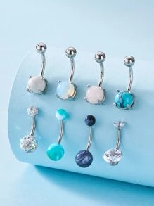 8入組/套不銹鋼,球裝飾腹部條形適合女士和男士,龐克穿孔,A時尚身體鏈禮品適用於任何場合