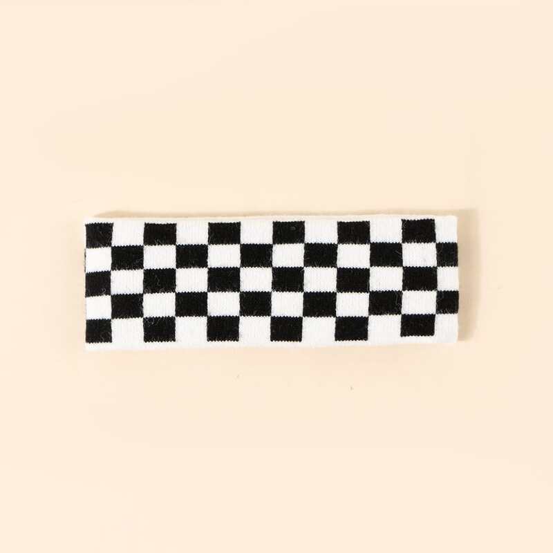 

1pc Checkered Headband, Black and white