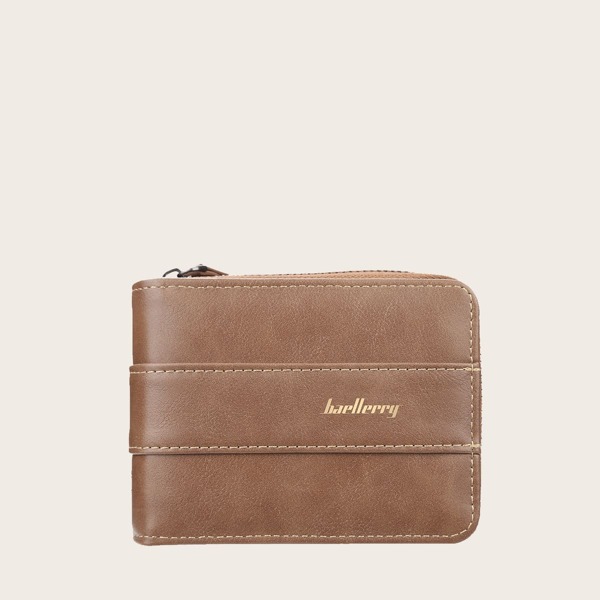 

Men Letter Graphic Zip Around Wallet, Brown