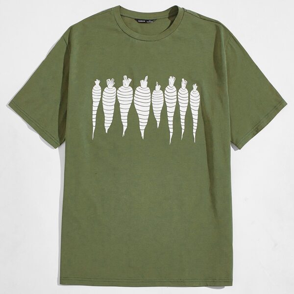 

Men Carrot Print Tee, Army green