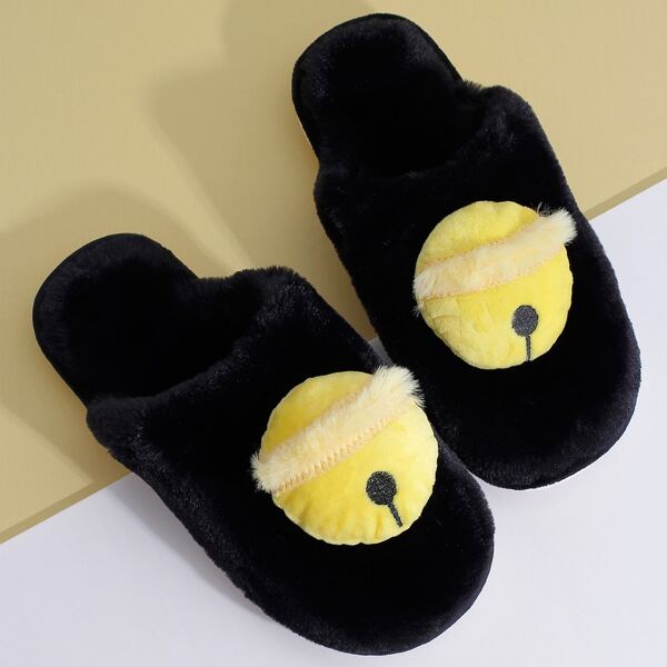

Men Cartoon Bells Decor Slippers, Black
