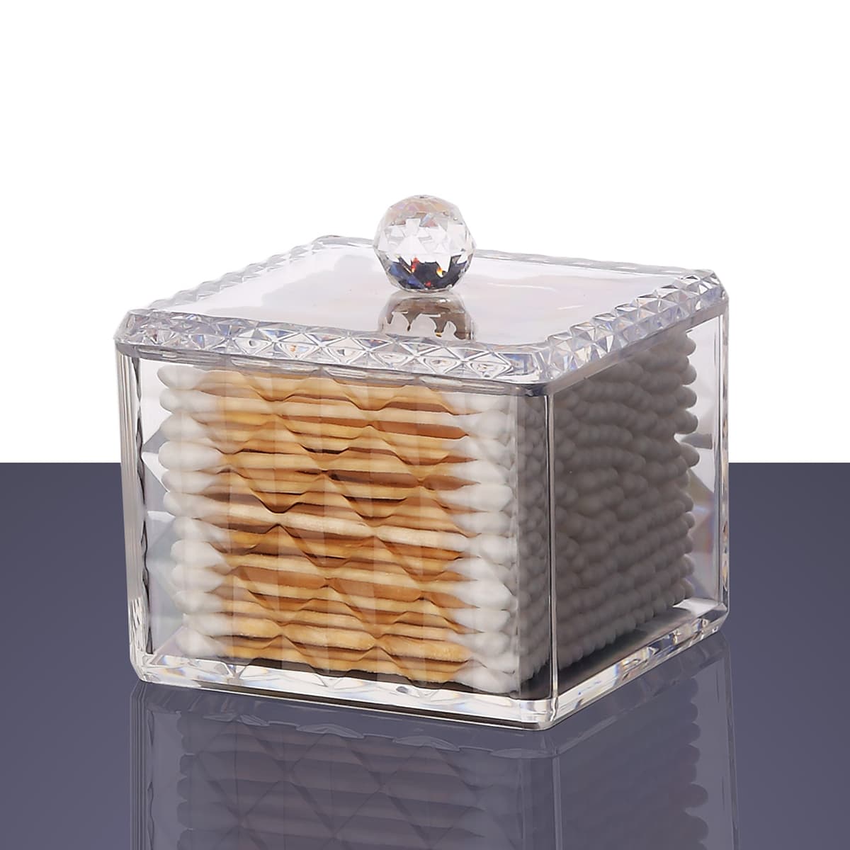 

Square Cotton Swab Box, Clear
