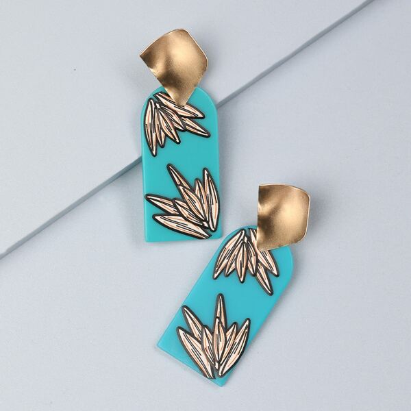 

Plant Pattern Geo Drop Earrings, Multicolor