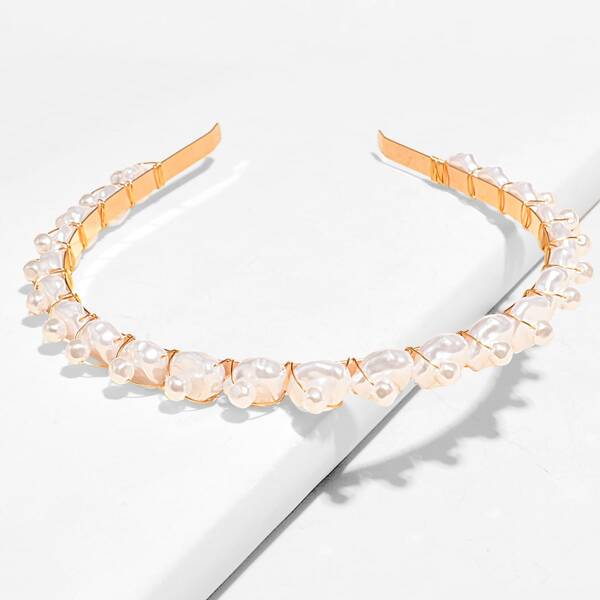 

Faux Pearl Hair Hoop, White