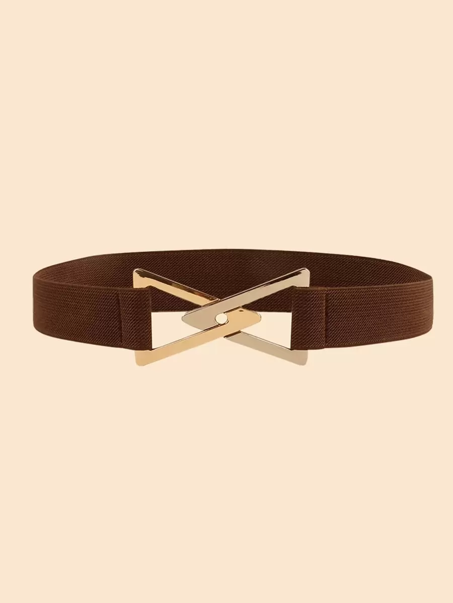 Triangle Buckle Corset Belt - Coffee Brown - View 1