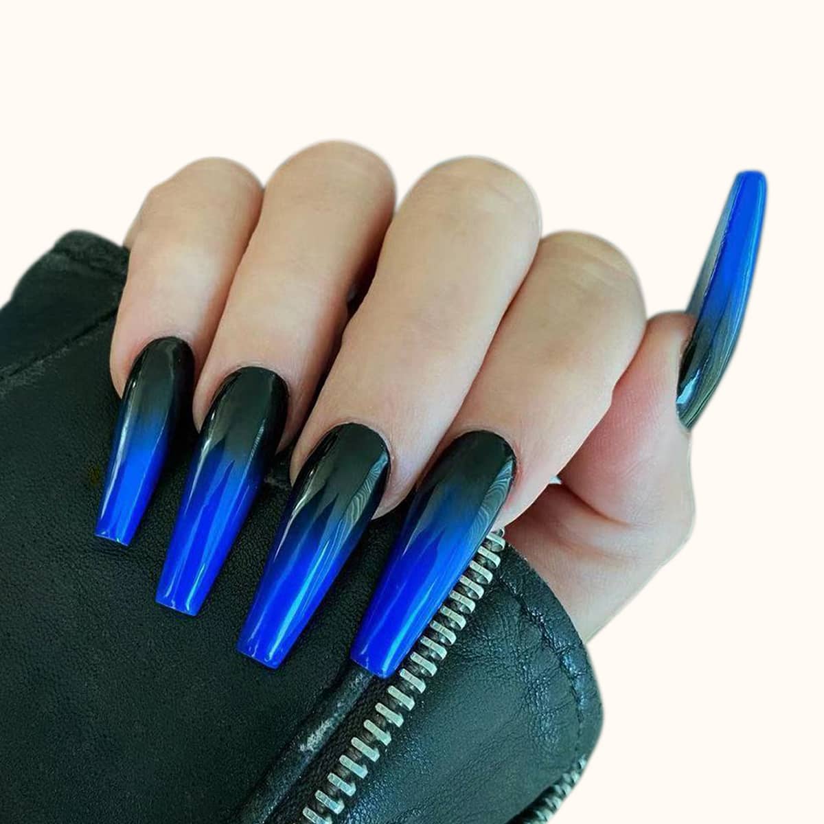 

24pcs Solid Fake Nail & 1sheet Tape & 1pc Nail File, Blue