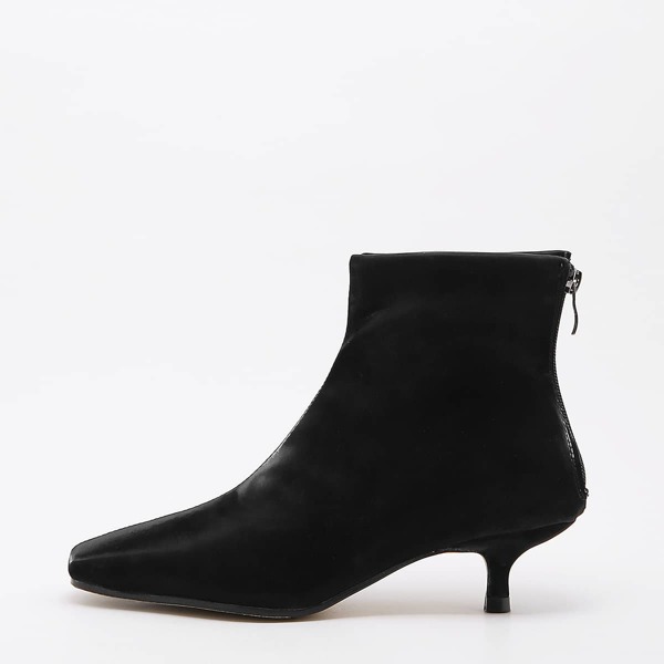 

Square Toe Kitten Heeled Ankle Boots, Black