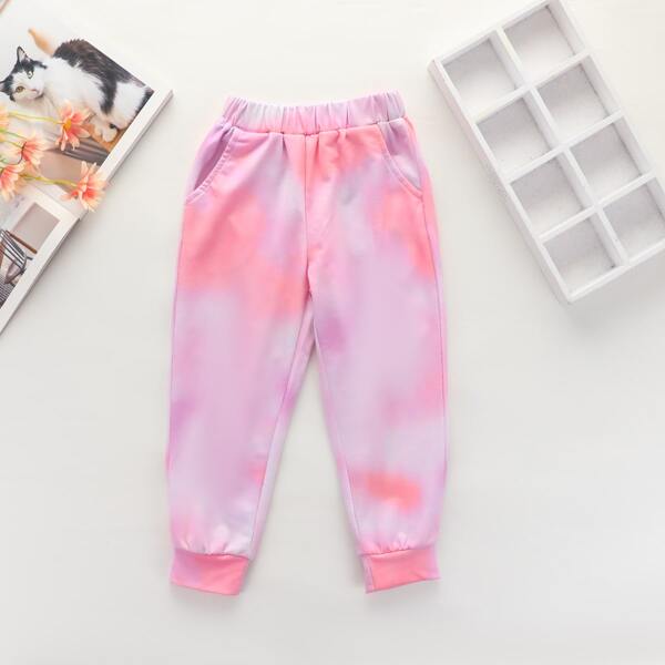 

Toddler Girls Tie Dye Elastic Waist Slant Pocket Sweatpants, Multicolor