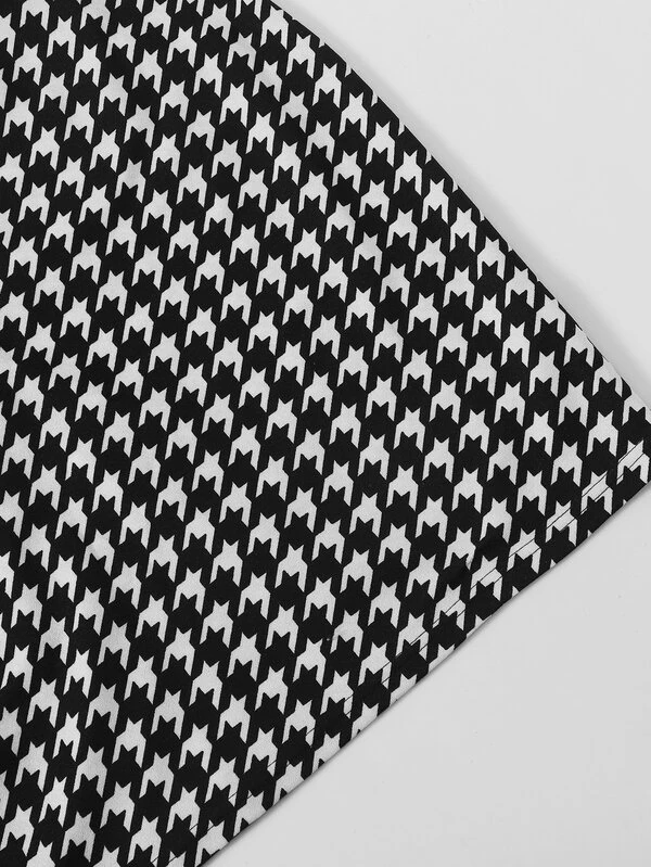 Plus Houndstooth Print Overall Dress Shein Usa