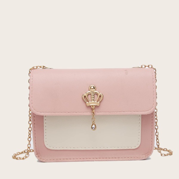 

Two Tone Flap Chain Crossbody Bag, Dusty pink