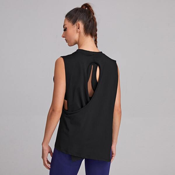 

Cut Out Back Sports Tee, Black