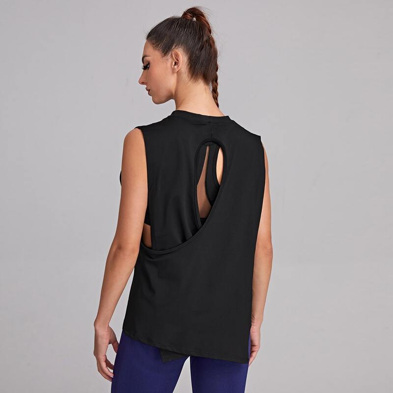 

Cut Out Back Sports Tee, Black