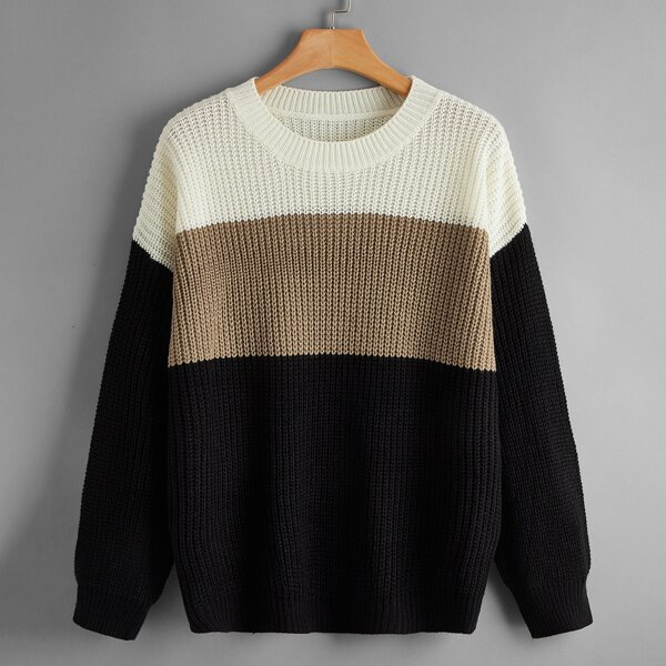 

Plus Cut And Sew Drop Shoulder Sweater, Multicolor