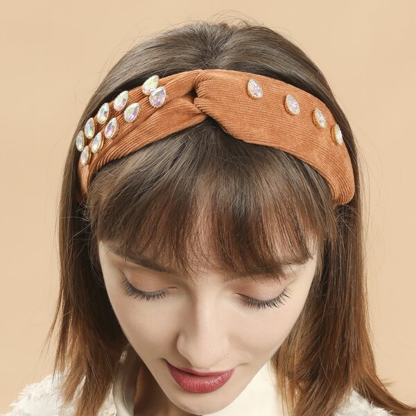 

Rhinestone Decor Headband, Rust brown