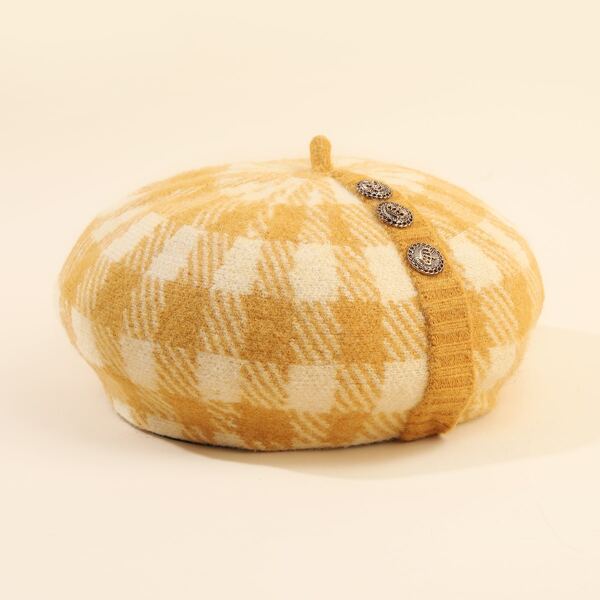 

Plaid Beret Without Hair Wig, Multicolor