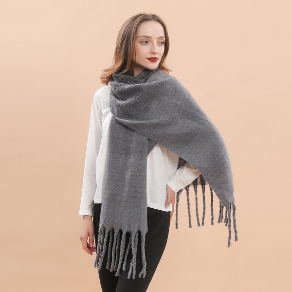 

Simple Braided Tassel Scarf, Multicolor