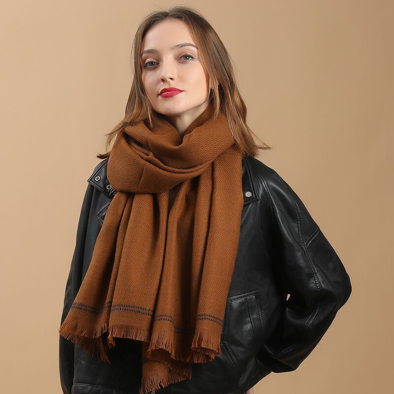 

Raw Hem Scarf, Brown