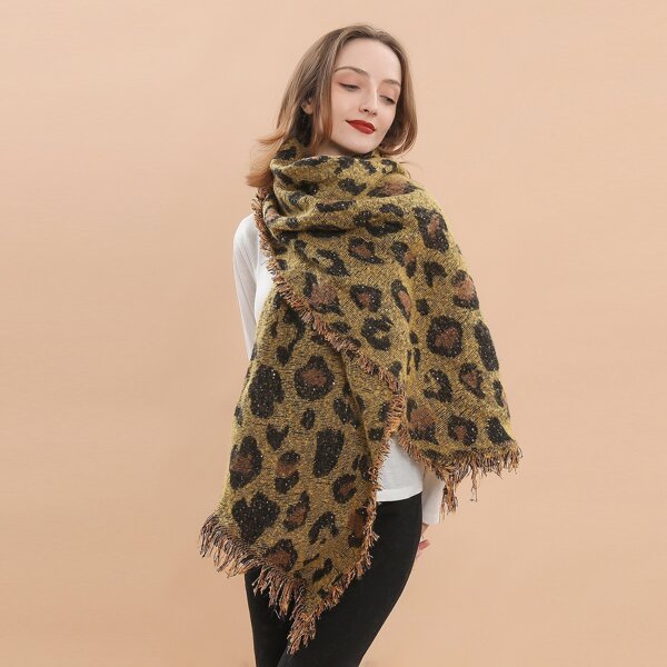 

Leopard Pattern Shawl Scarf, Multicolor