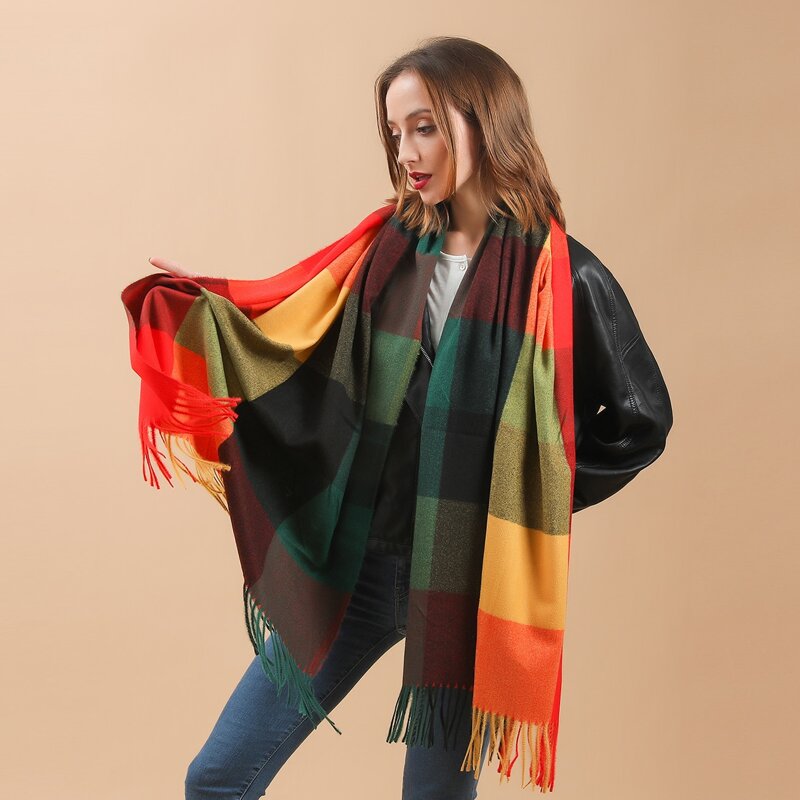 

Plaid Fringe Scarf, Multicolor