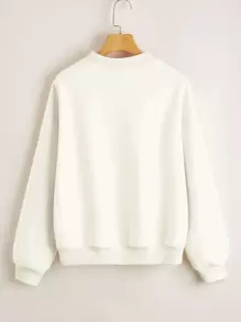 SHEIN MOOSTA Drop Shoulder Letter Embroidery Pullover