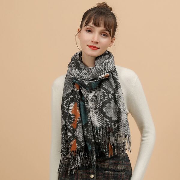 

Snakeskin Print Scarf, Multicolor