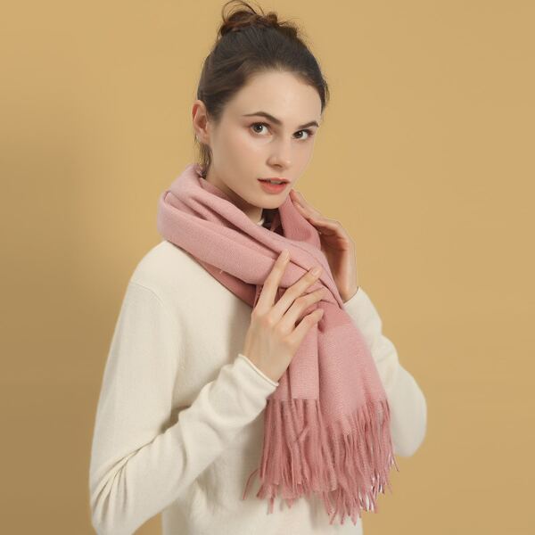 

Fringe Hem Scarf, Pink
